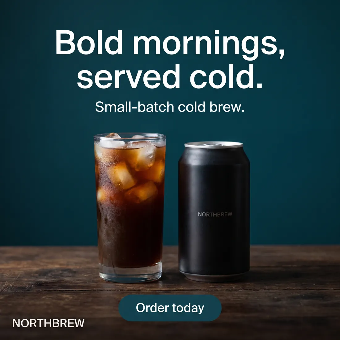 NORTHBREW cold brew ad, an AdVizion-generated example brand, for square feeds.