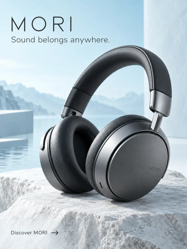 MORI headphones, an owned fictional consumer technology campaign.